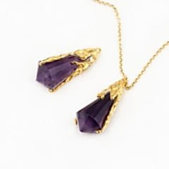 Ametist Doğaltaşlı Gümüş Charm