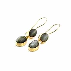 Kedi Gözü Doğaltaşlı Sallantılı Gümüş Küpe