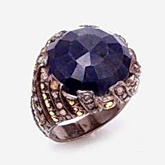 Özel Tasarım Elmas Ve Safir Taşlı Erkek Gümüş Yüzük