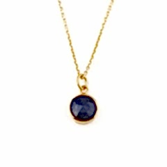 Adeline Serisi Safir Doğaltaşlı Minimal Gümüş Kolye