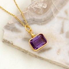 Adeline Serisi Ametist Doğaltaşlı Gümüş Kolye