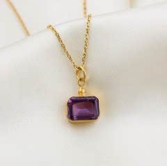 Adeline Serisi Ametist Doğaltaşlı Gümüş Kolye