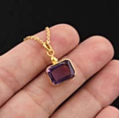 Adeline Serisi Ametist Doğaltaşlı Gümüş Kolye