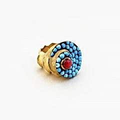 Özel Tasarım Firuze ve Mercan Doğaltaşlı Gümüş Yüzük