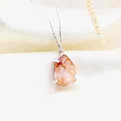 Ham Sitrin Doğaltaşlı Gümüş Kolye