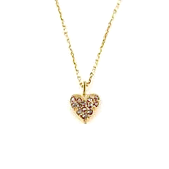 Kalp Model Elmas Doğaltaşlı Minimal Gümüş Kolye