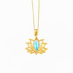 Flora Serisi Larimar Doğaltaşlı Gümüş Kolye