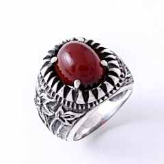 Yemen Akik Doğaltaşlı Erkek Gümüş Yüzük