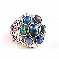 Opal Doğaltaşlı Gümüş Erkek Yüzük