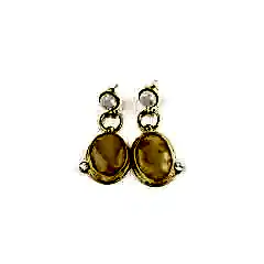 Opal ve Kehribar Doğaltaşlı Gümüş Küpe