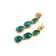 Dublet Zümrüt Doğaltaşlı Gümüş Küpe