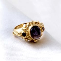 İyolit ve Yakut Doğaltaşlı Özel Tasarım Yüzük