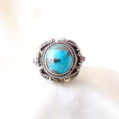 Firuze ve Turmalin Doğaltaşlı Hanedan Yüzük