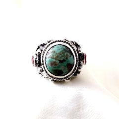 Firuze ve Yakut Doğaltaşlı Hanedan Yüzük