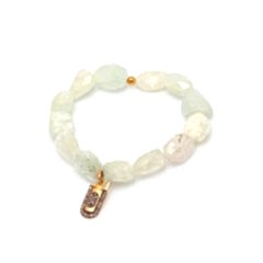 Elmas Ve Akuamarin Doğal Taşlı Bileklik