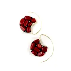 Çift Taraflı İnci ve Mercan Doğaltaşlı Küpe