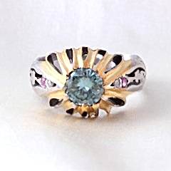 Mozanit ve Yakut Doğaltaşlı Elmas Erkek Yüzük