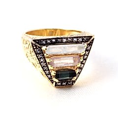 Piramit Turmalin Doğaltaşlı Elmas Erkek Yüzük