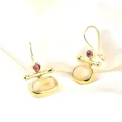 Özel Tasarım Kehribar ve Turmalin Doğaltaşlı Küpe