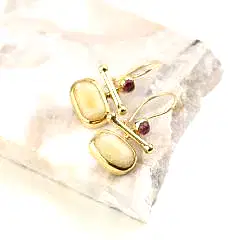 Özel Tasarım Kehribar ve Turmalin Doğaltaşlı Küpe