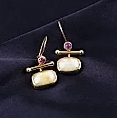 Özel Tasarım Kehribar ve Turmalin Doğaltaşlı Küpe