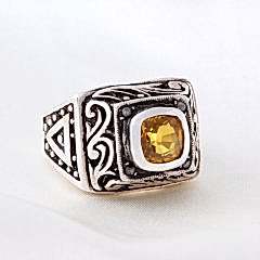 Sitrin Doğaltaşlı Elmas Erkek Yüzük