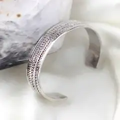 Kalın Örgü Model Gümüş Erkek Bileklik