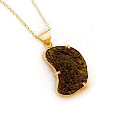 Ay Model Moldavit Doğaltaşlı Gümüş Kolye