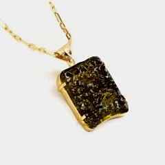 Moldavit Doğaltaşlı Gümüş Kolye