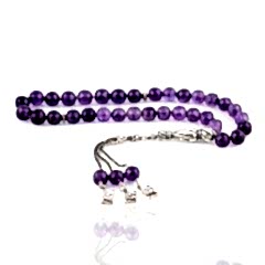 Ametist Doğal Taşlı Gümüş Püsküllü Tesbih