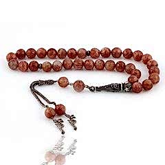 Güneş Doğal Taşlı Gümüş Püsküllü Tesbih