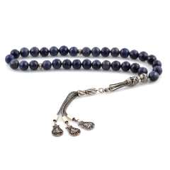 Safir Doğal Taşlı Gümüş Püsküllü Tesbih