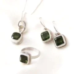 Dublet Yeşil Turmalin Gümüş Set