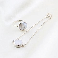 İnci Doğaltaşlı Kadın Bileklik ve Yüzük Set