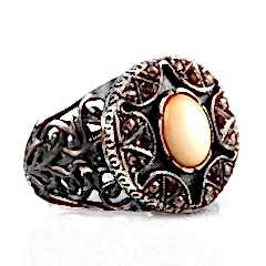 Elmas ve Opal Doğal Taşlı 925 Ayar Gümüş Erkek Yüzük